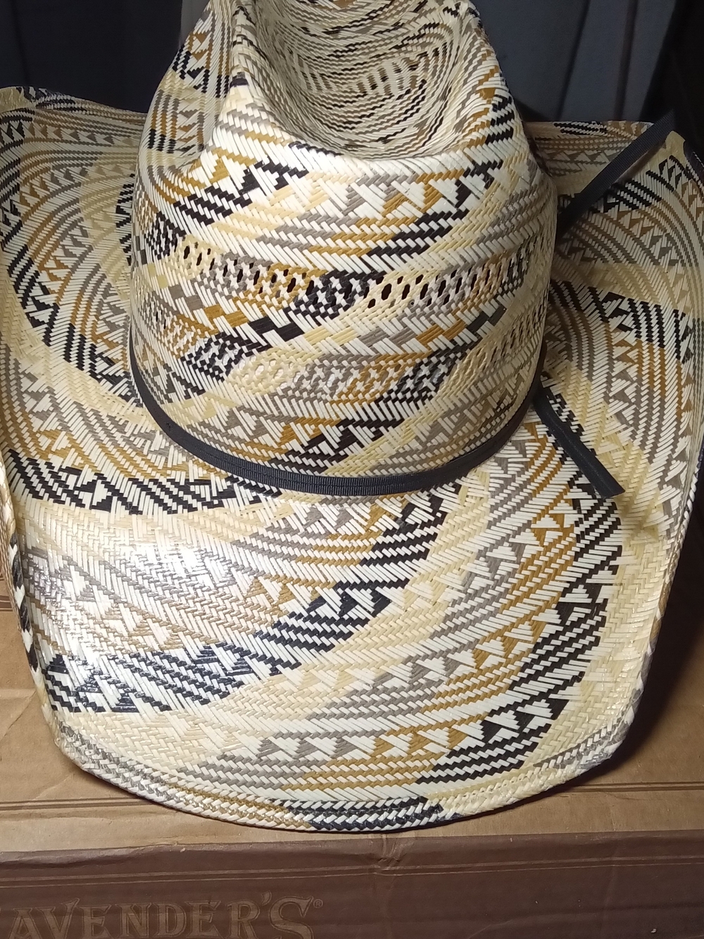American Hat Company, 5616, Straw Cowboy Hat - Natural, Black & Gold, Size 7 5/8